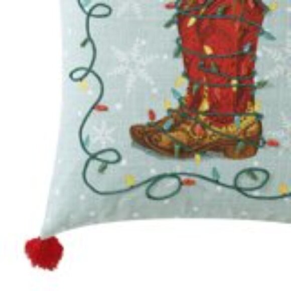 The Pioneer Woman Decorative Holiday Throw Pillow Western Cowboy Boot 18" x 18" - Picture 7 of 8